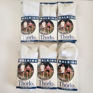 Thorlos Walking Crew White Socks Lot of 6 Women Size 6.5-10 New